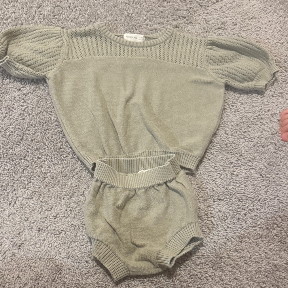 Quincy Mae Sage Green Knit set